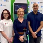 Priceline Pharmacy National Pharmacy Support Manager, Mel Gannon, Diabetes Australia Group CEO Justine Cain, and Lee Chinprahust, 34, who was diagnosed with type 2 diabetes at 29.