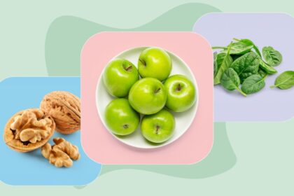 walnuts, green apples, spinach
